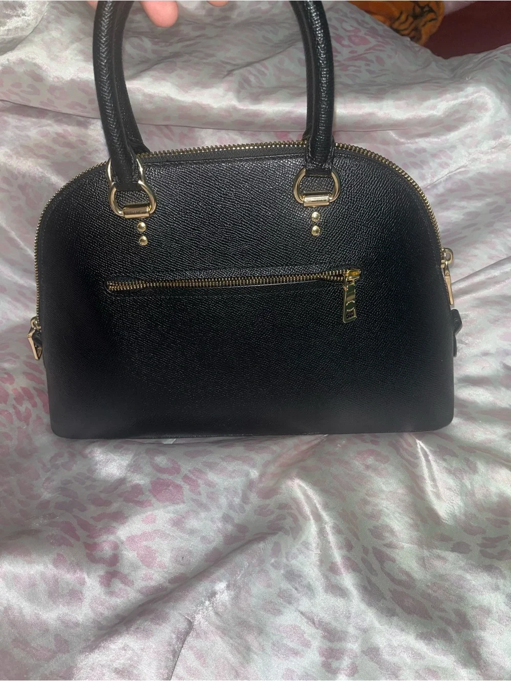 Coach Black Dome Satchel with Gold Hardware